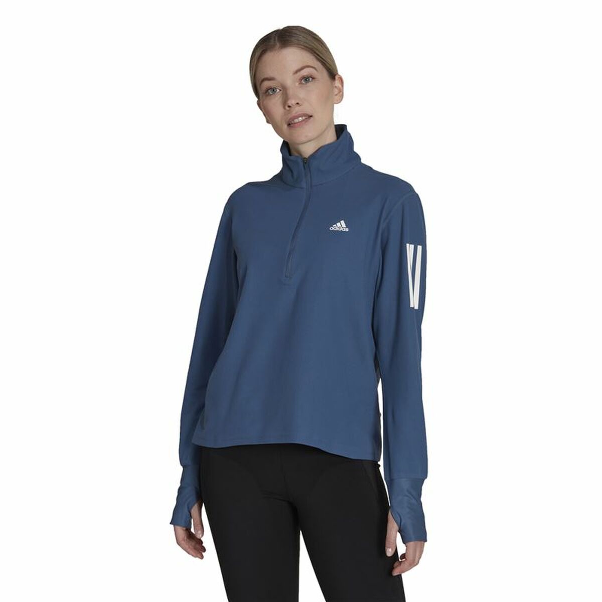 Women's long sleeve T-shirt Adidas Own the Run 1/2 Zip Indigo-7