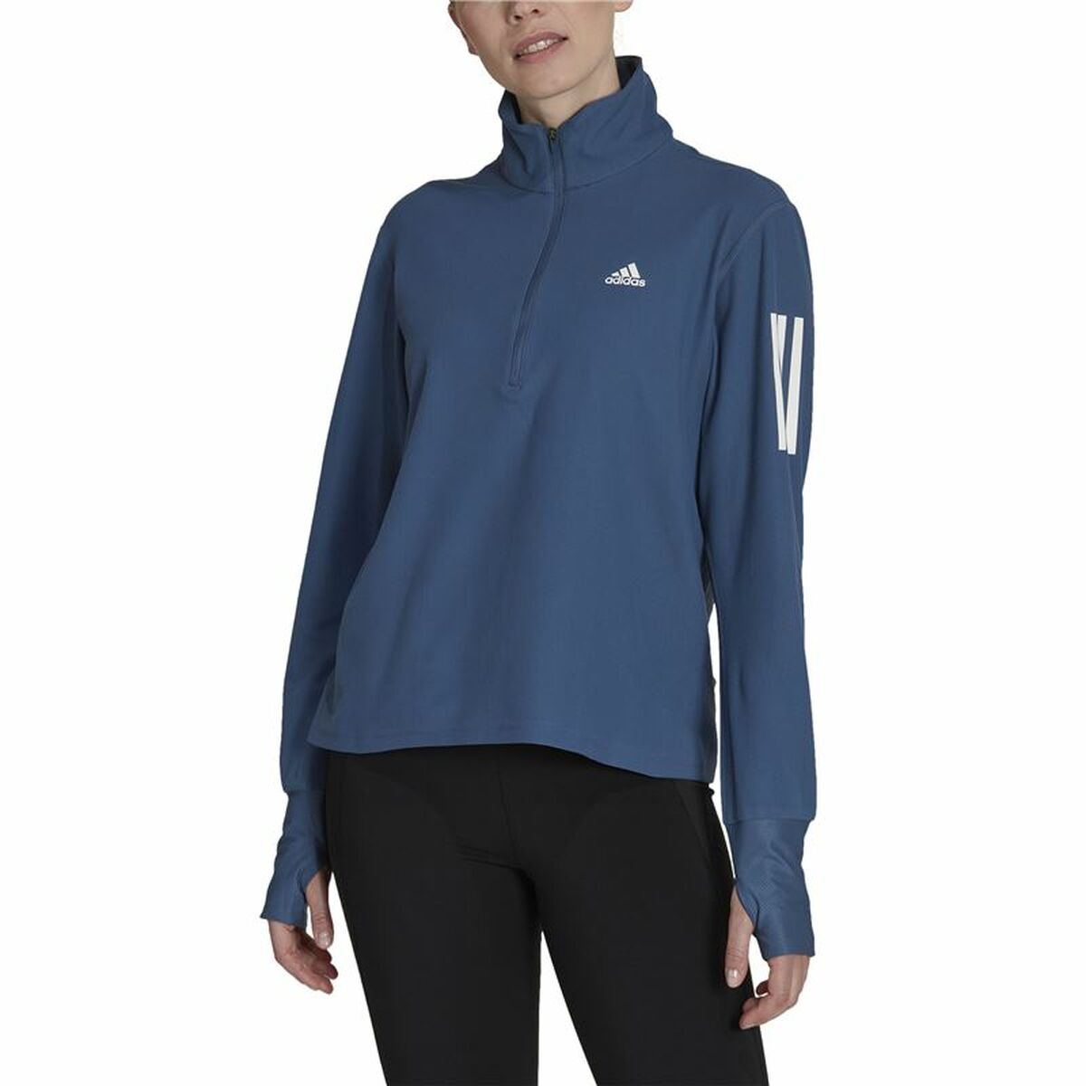 Women's long sleeve T-shirt Adidas Own the Run 1/2 Zip Indigo-6