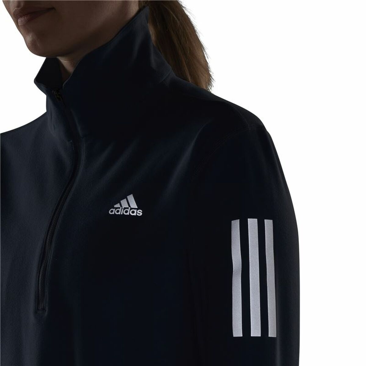 Women's long sleeve T-shirt Adidas Own the Run 1/2 Zip Indigo-1