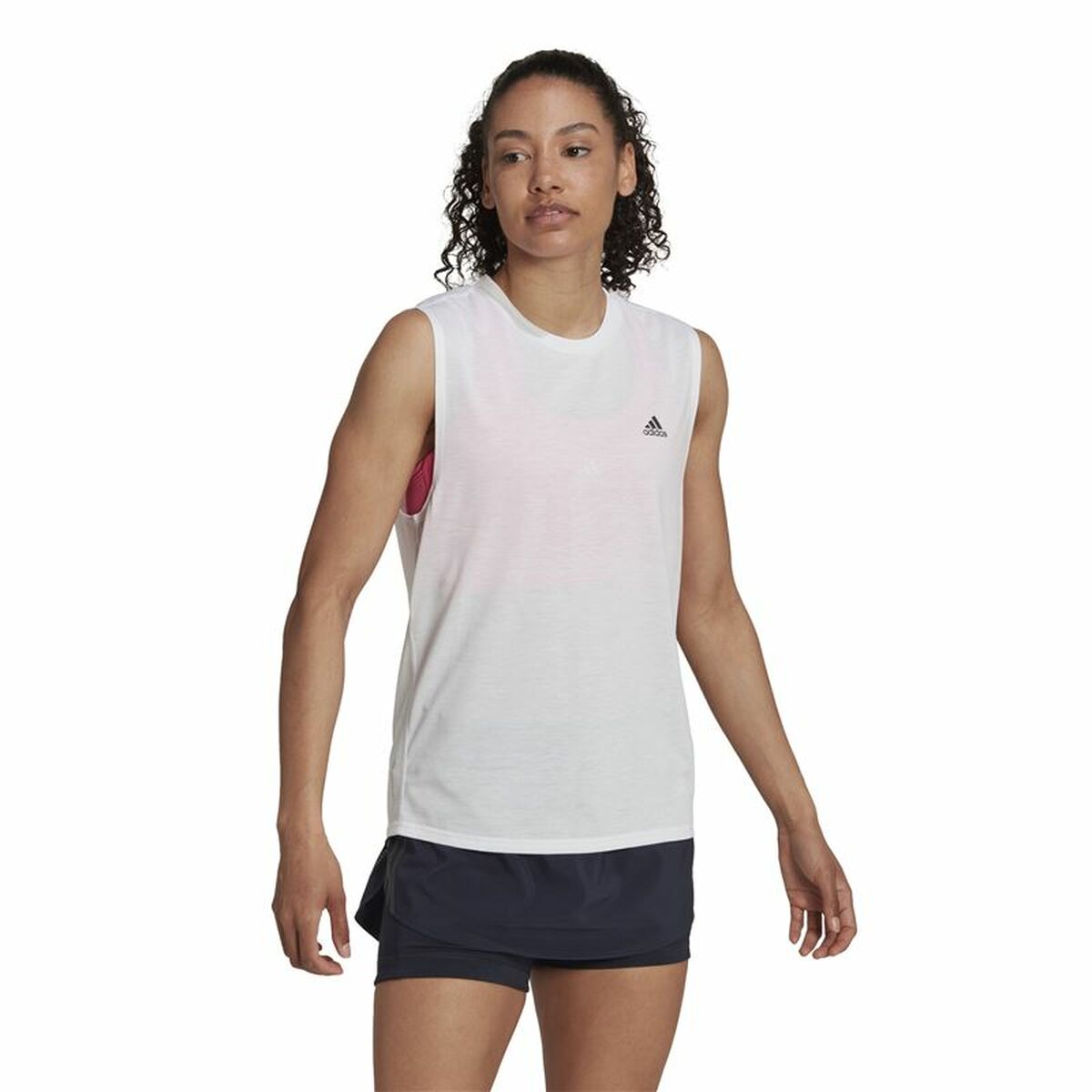 Women's Sleeveless T-shirt Adidas Muscle Run Icons White-6