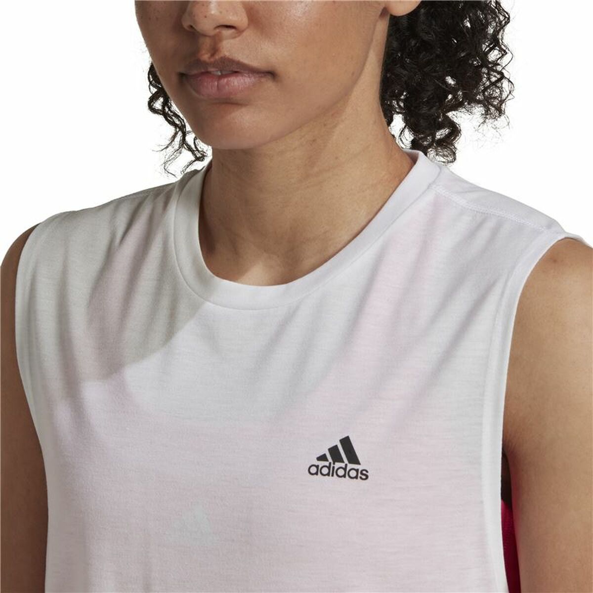 Women's Sleeveless T-shirt Adidas Muscle Run Icons White-3