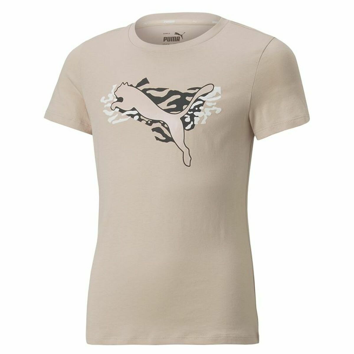 Child's Short Sleeve T-Shirt Puma Beige-0