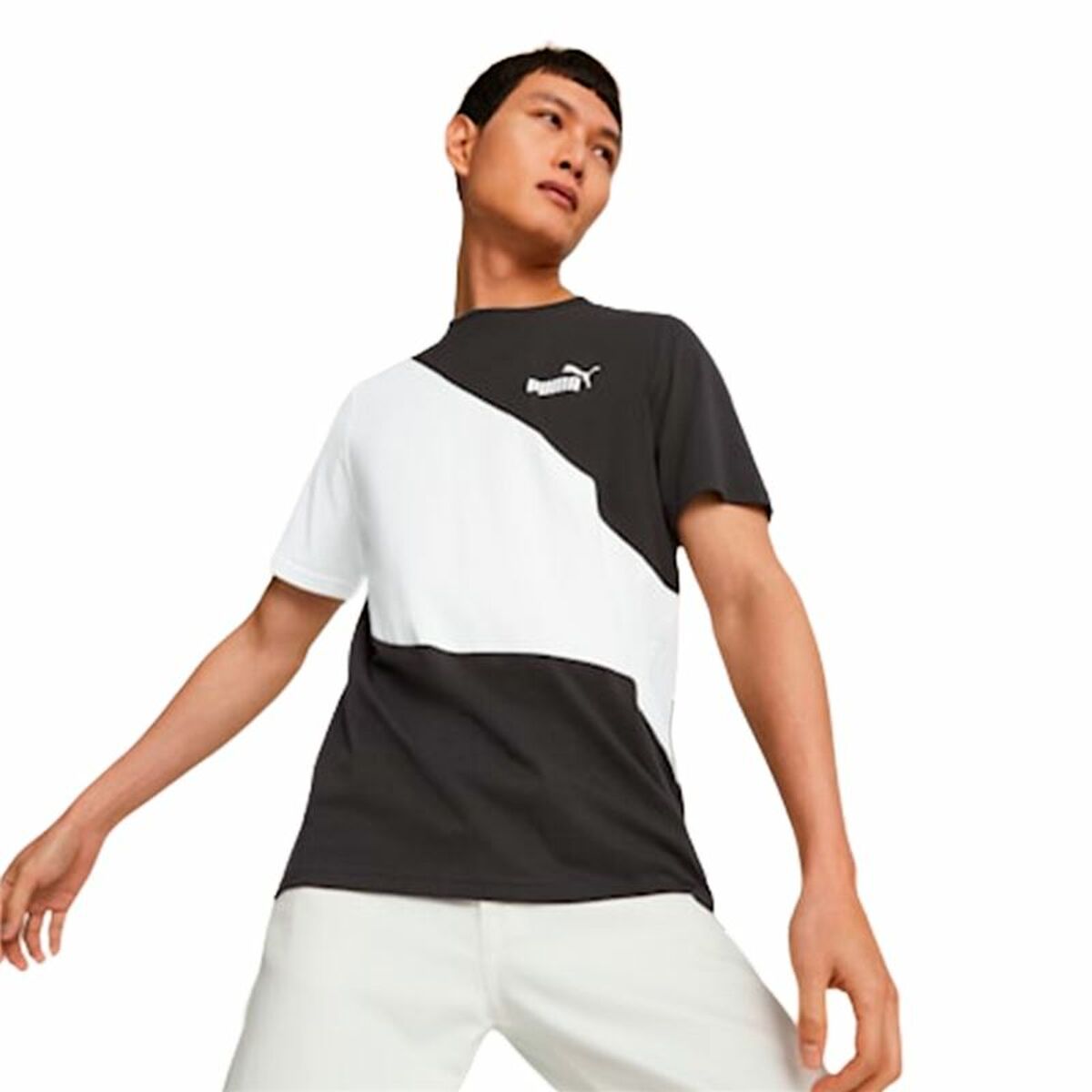 Men’s Short Sleeve T-Shirt Puma Powert White Black-3