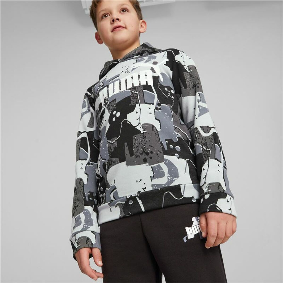 Children’s Hoodie Puma Essentials+ Street Art Black Grey-8