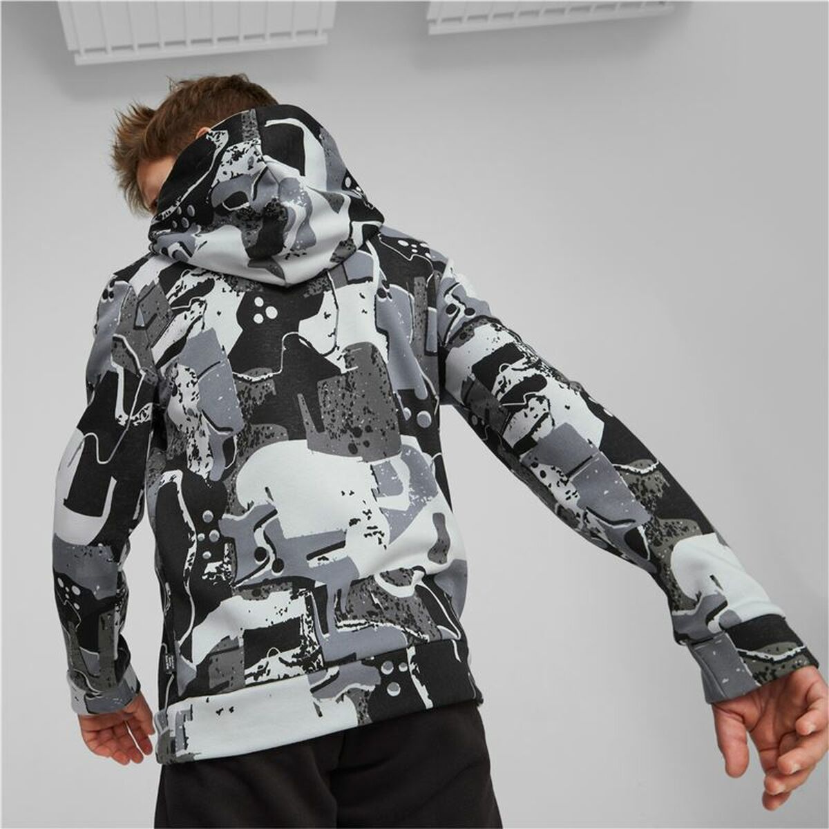 Children’s Hoodie Puma Essentials+ Street Art Black Grey-7