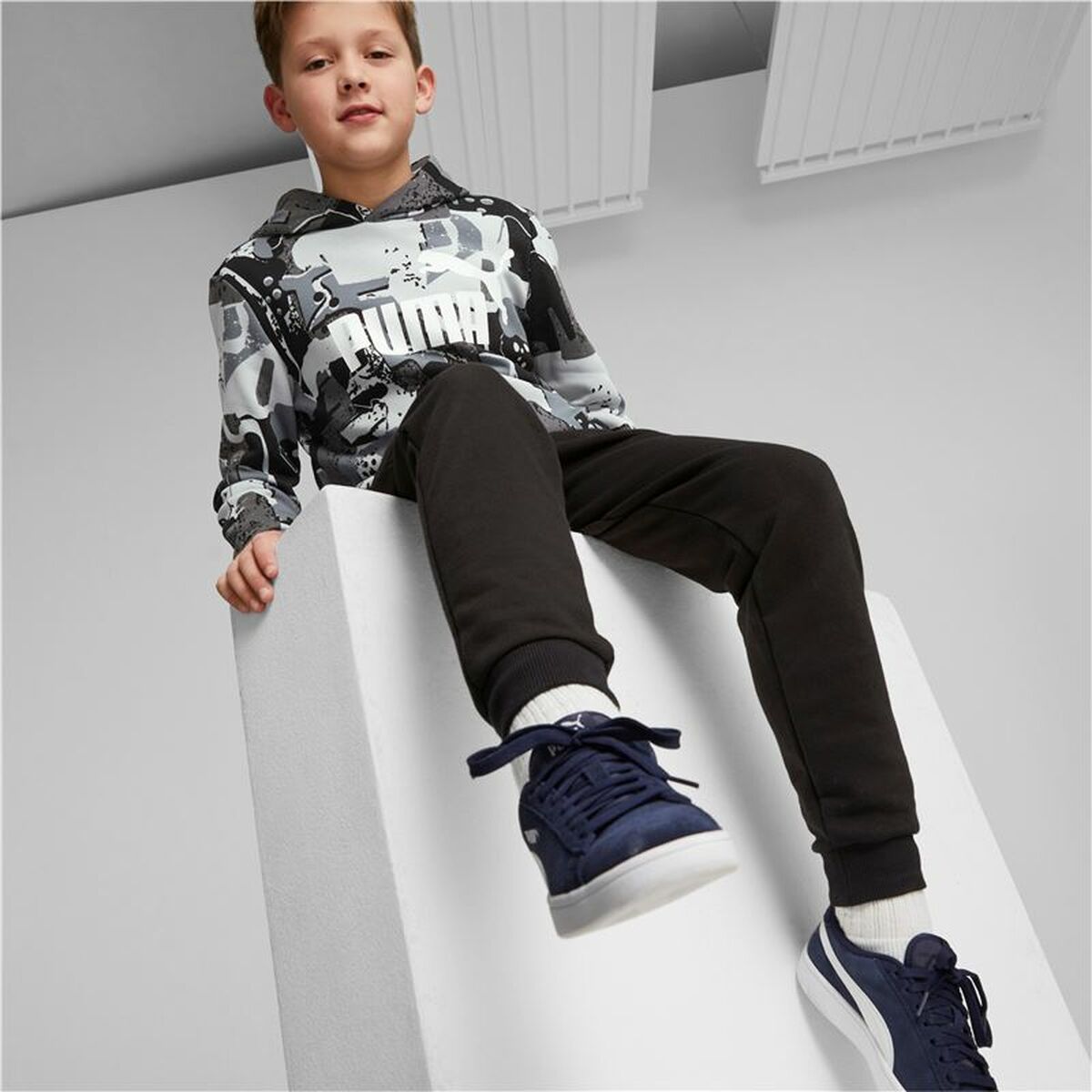 Children’s Hoodie Puma Essentials+ Street Art Black Grey-6