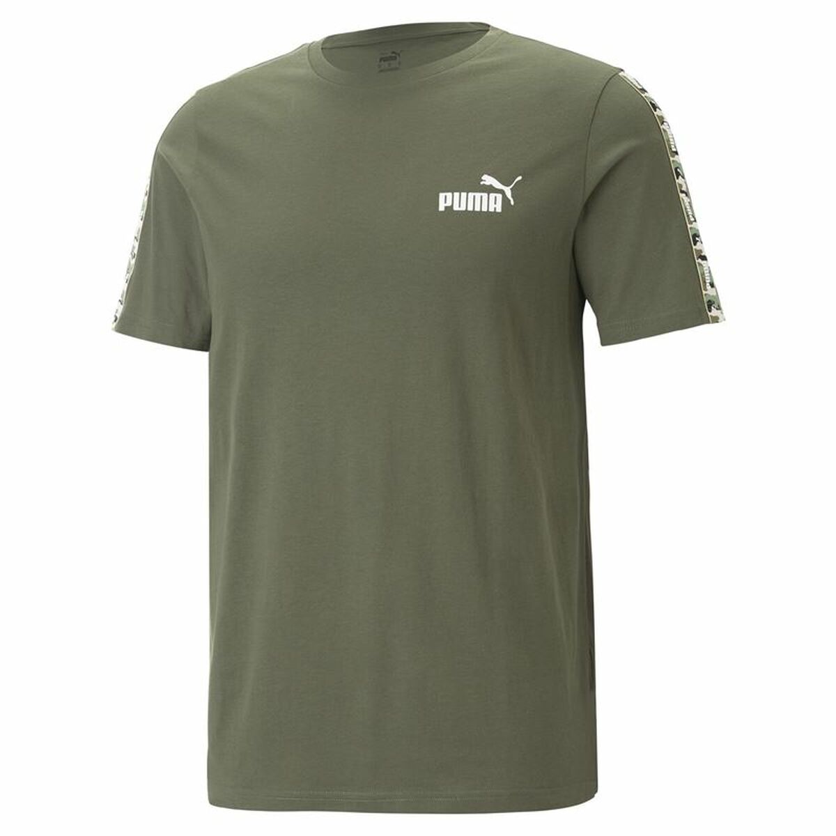 Men’s Short Sleeve T-Shirt Puma Ess Tape Camo Moss S Green Olive-0