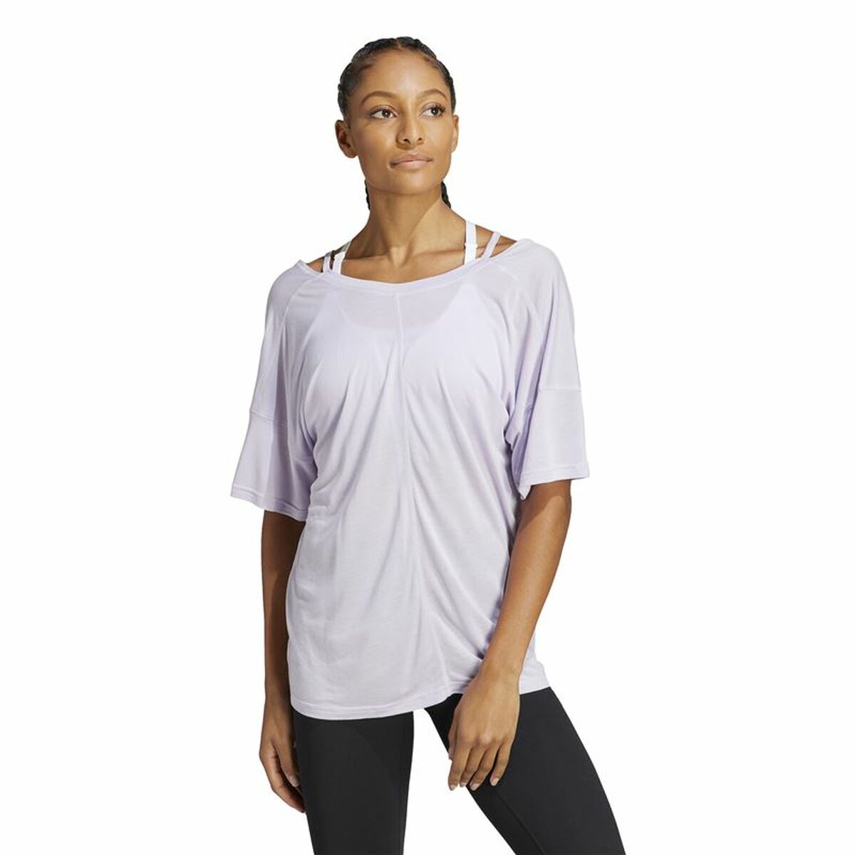 Women’s Short Sleeve T-Shirt Adidas Studio Oversized Lilac-9