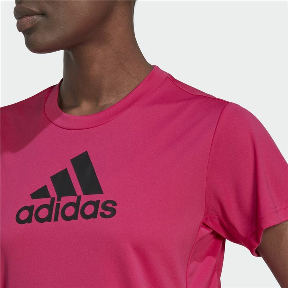 Women’s Short Sleeve T-Shirt Adidas Designed 2 Move Logo Fuchsia-3