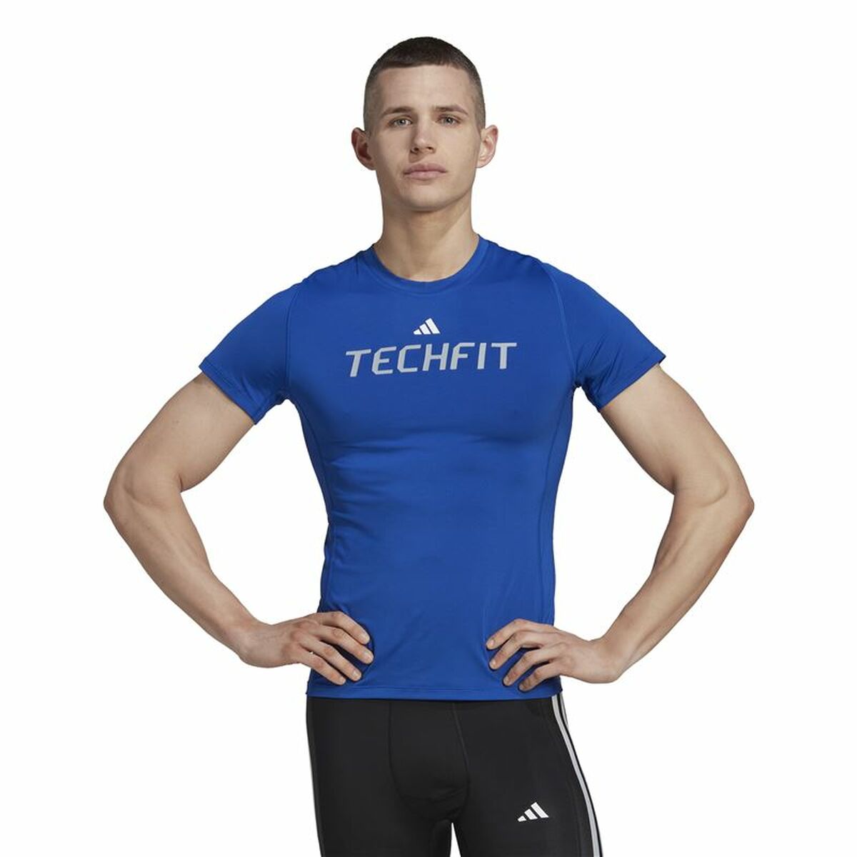 Men’s Short Sleeve T-Shirt Adidas techfit Graphic  Blue-6