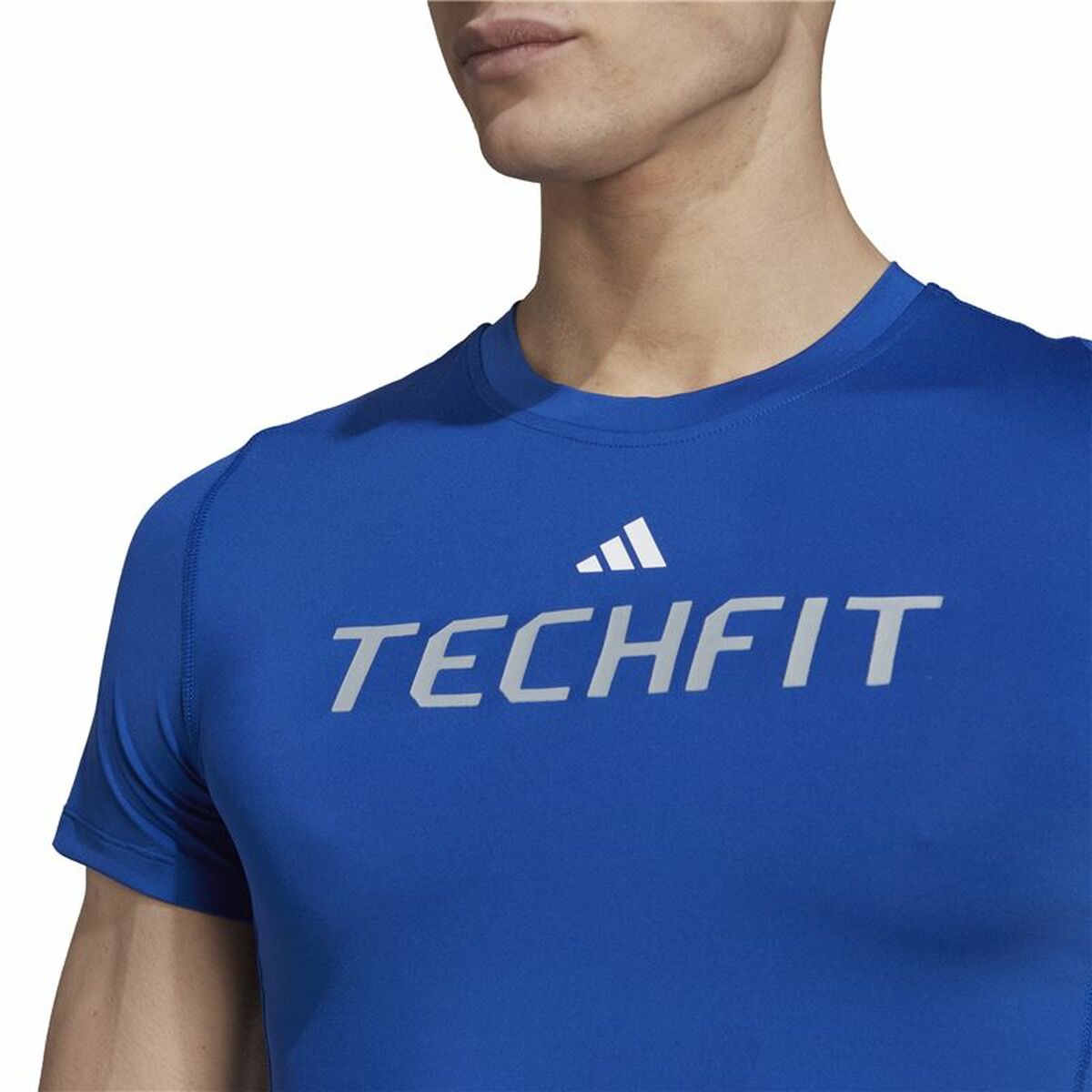 Men’s Short Sleeve T-Shirt Adidas techfit Graphic  Blue-3