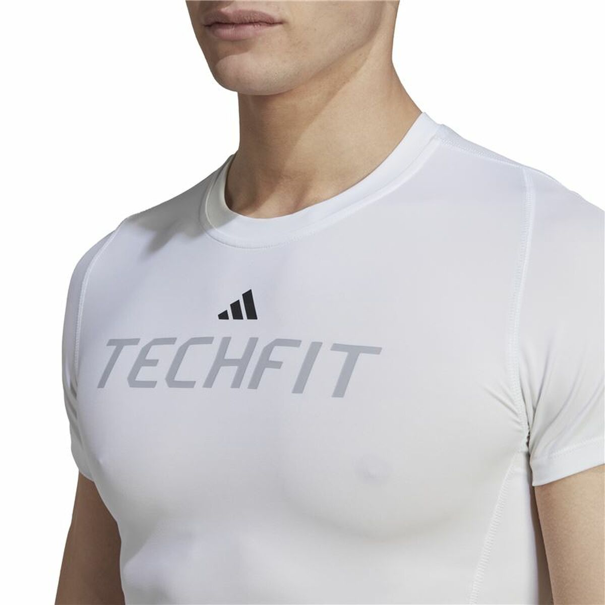 Men’s Short Sleeve T-Shirt Adidas techfit Graphic  White-3