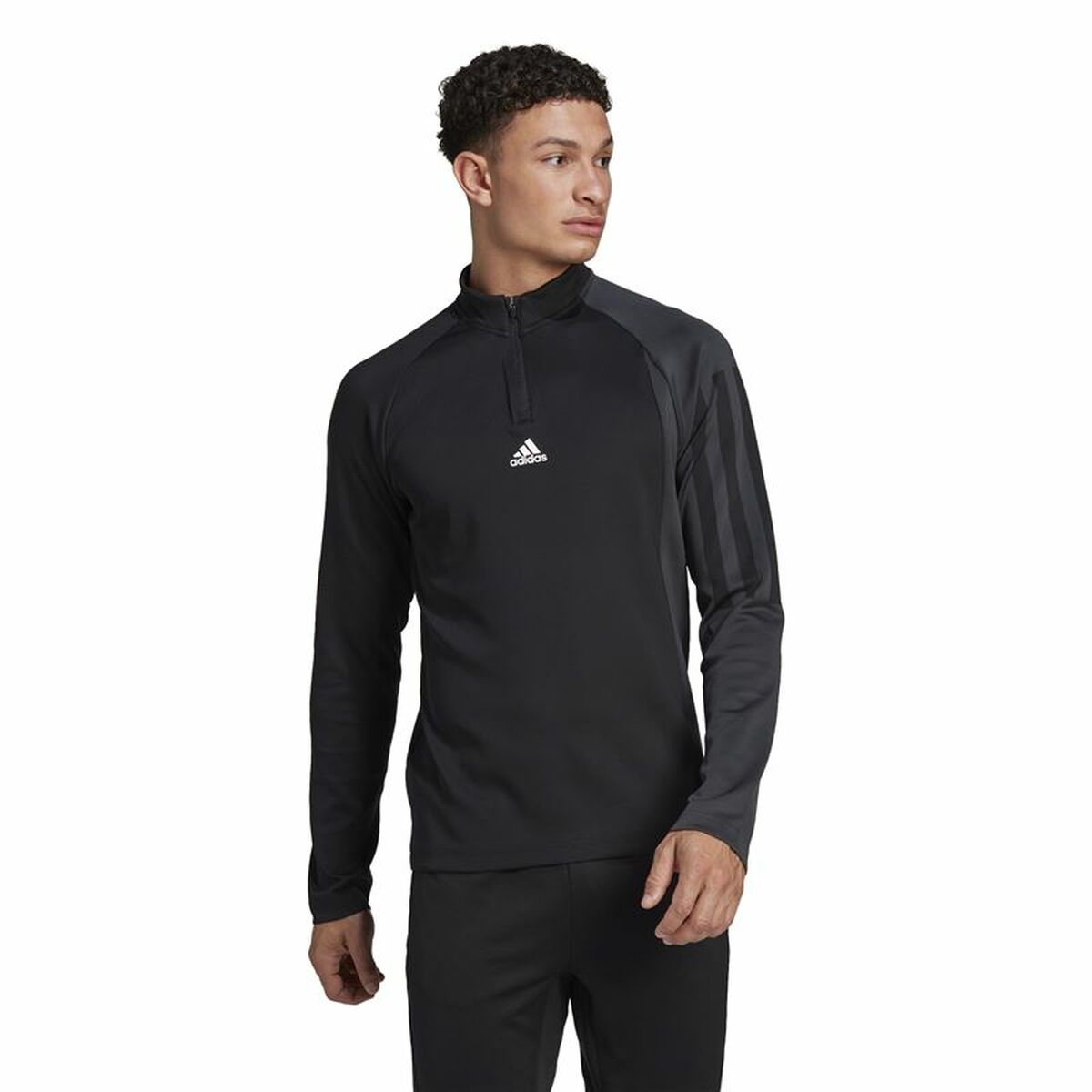 Men’s Long Sleeve T-Shirt Adidas 1/4-Zip Black-6