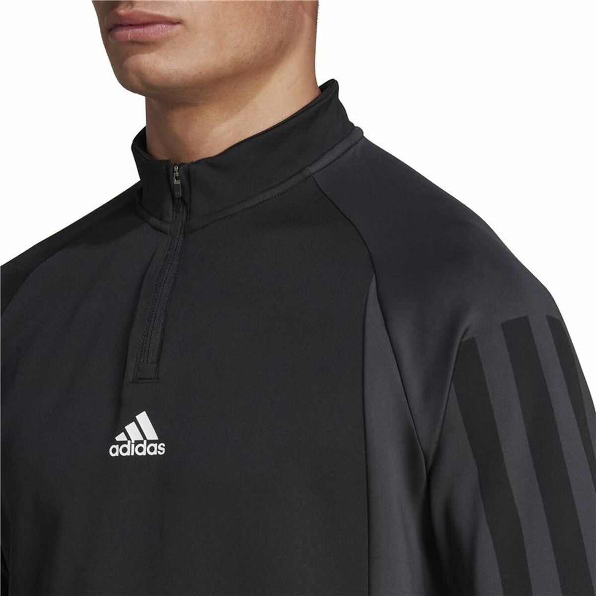 Men’s Long Sleeve T-Shirt Adidas 1/4-Zip Black-3