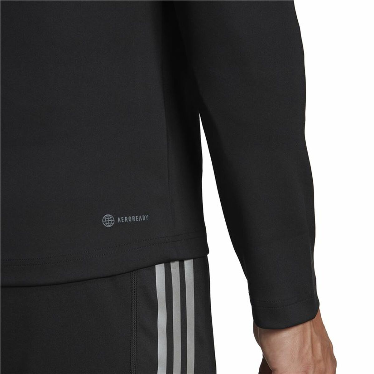 Men’s Long Sleeve T-Shirt Adidas 1/4-Zip Black-2