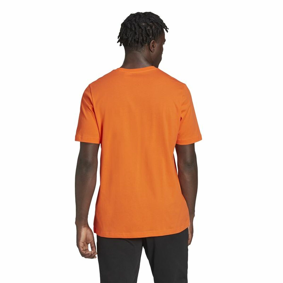 Men’s Short Sleeve T-Shirt Adidas  Essentials Embroidered Linear Orange-4