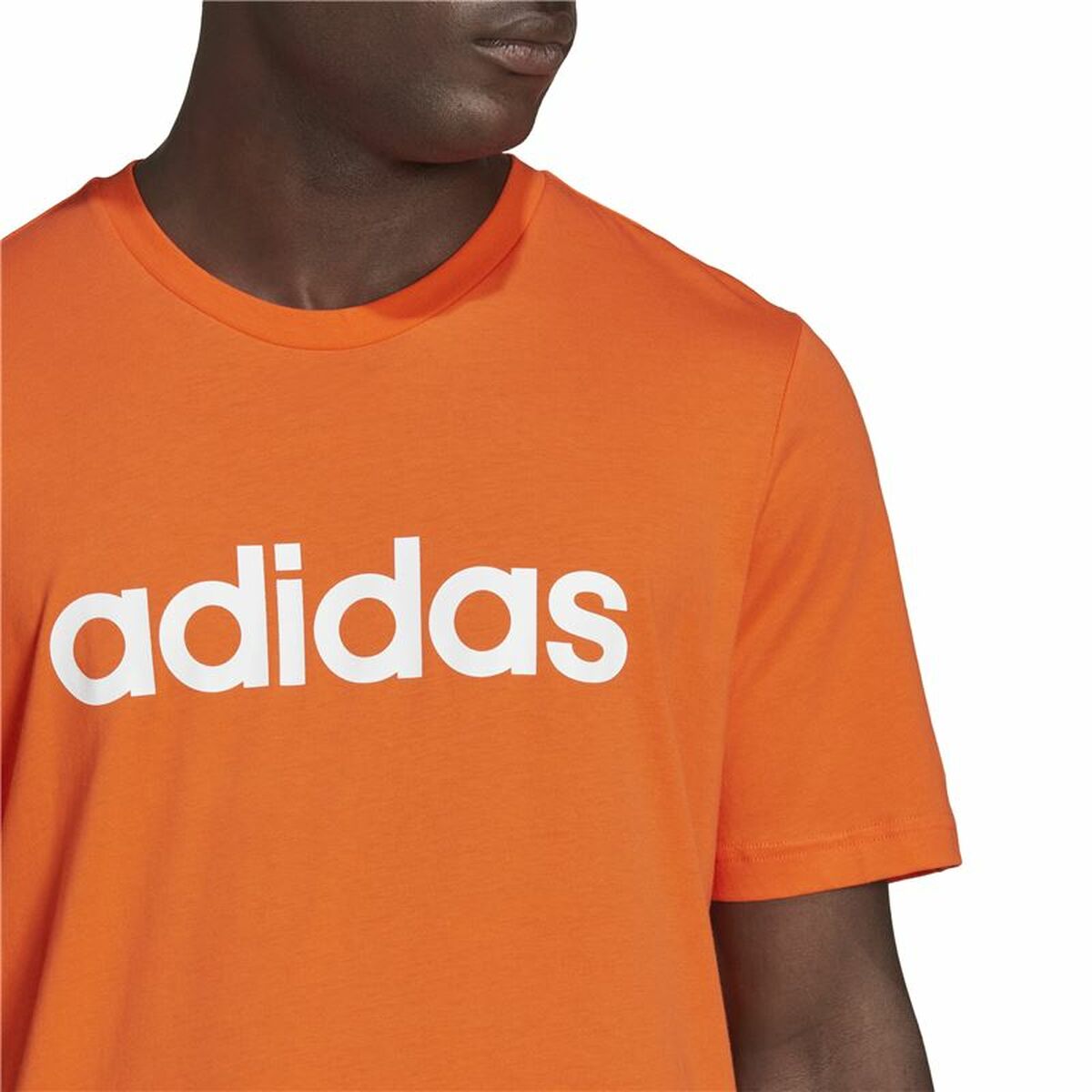 Men’s Short Sleeve T-Shirt Adidas  Essentials Embroidered Linear Orange-2