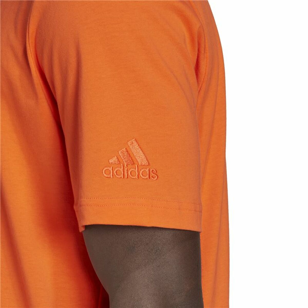 Men’s Short Sleeve T-Shirt Adidas  Essentials Embroidered Linear Orange-1