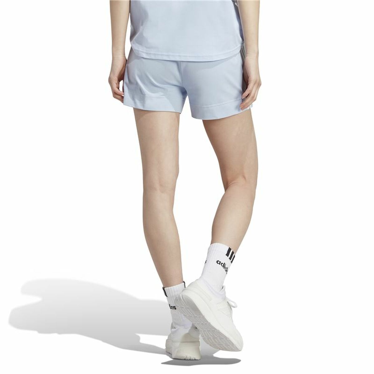 Sports Shorts for Women Adidas 3 Stripes Sj Light Blue-4