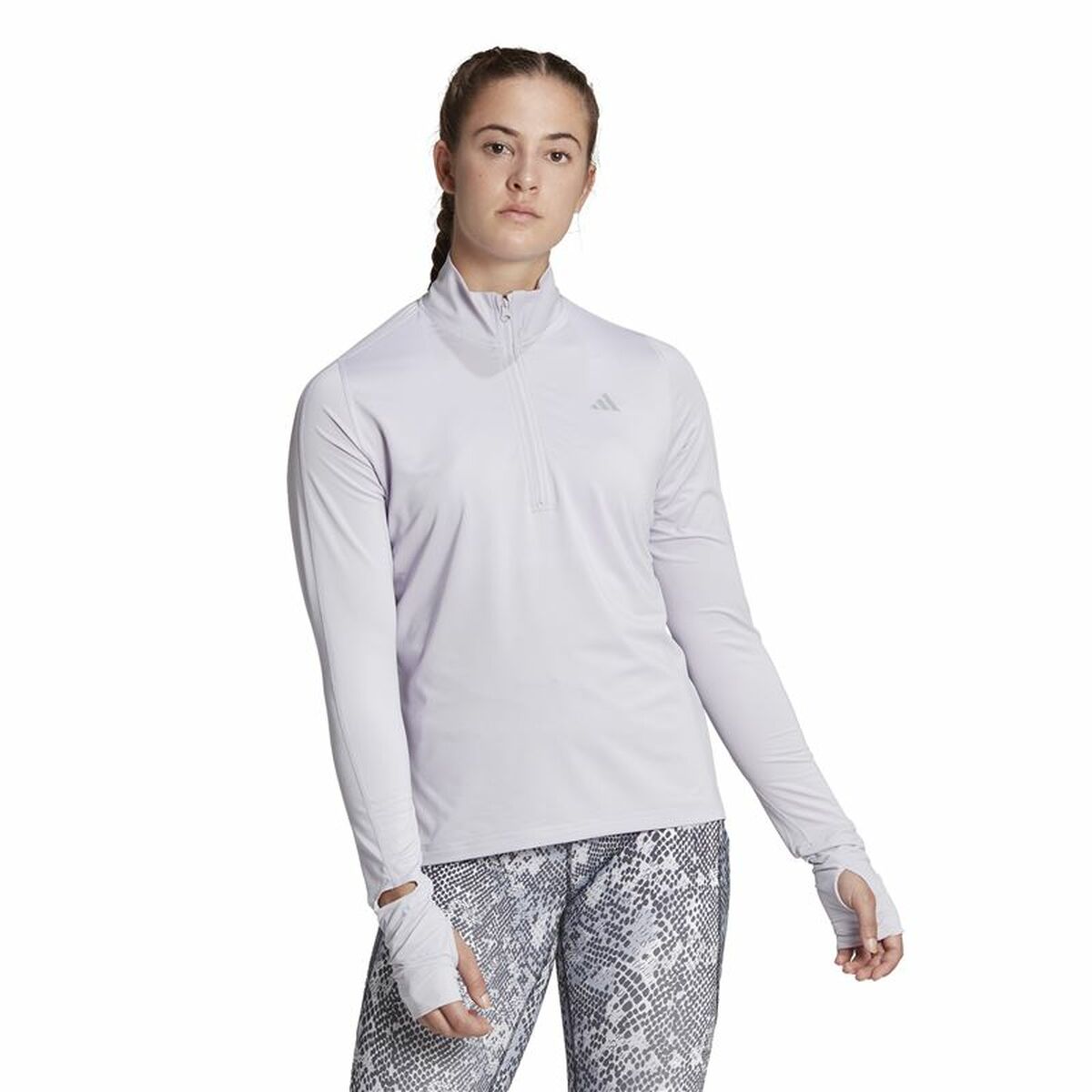 Women's long sleeve T-shirt Adidas Fast 1/2 Zip Lilac Lavendar-7