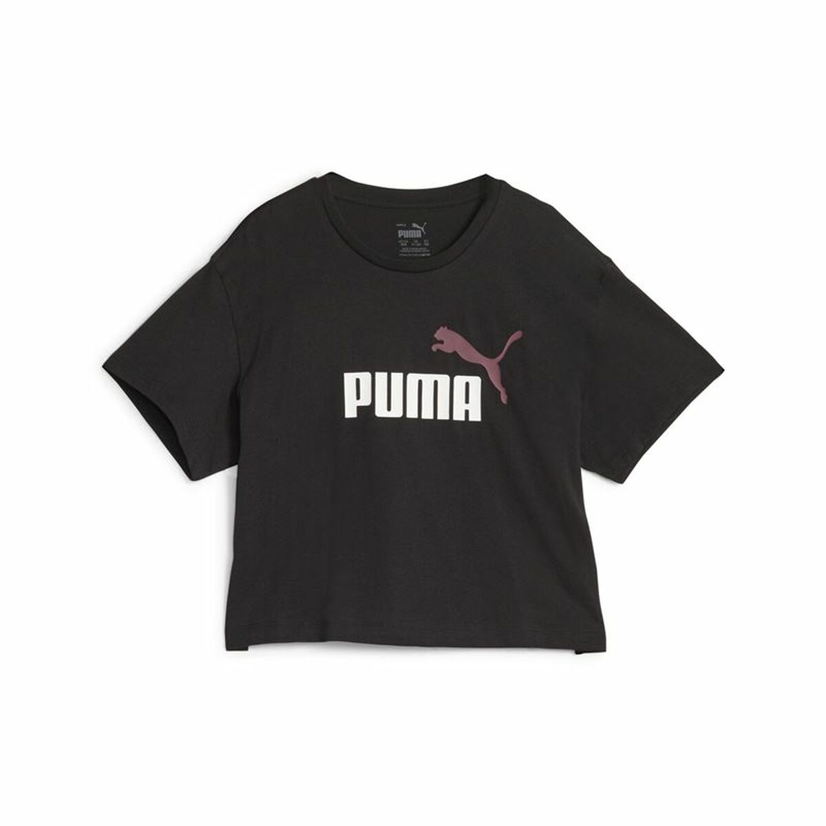 Child's Short Sleeve T-Shirt Puma Girls Logo Cropped Black-0