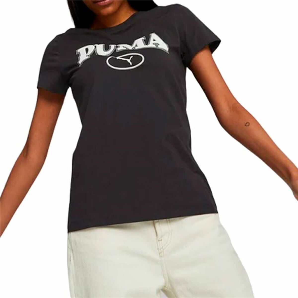 Women’s Short Sleeve T-Shirt Puma Squad Graphicc Black-3