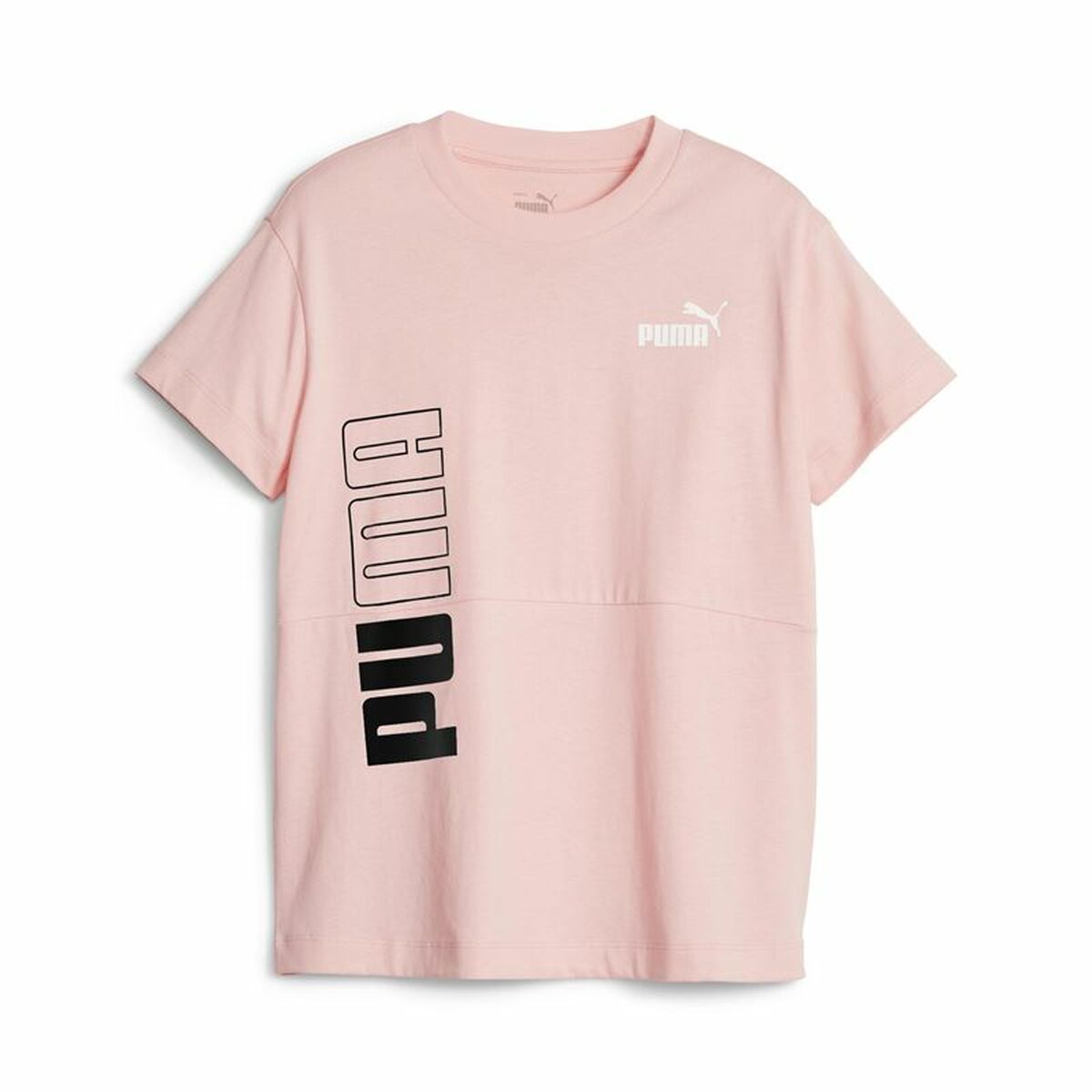 Child's Short Sleeve T-Shirt Puma Power Colorblock Salmon-0