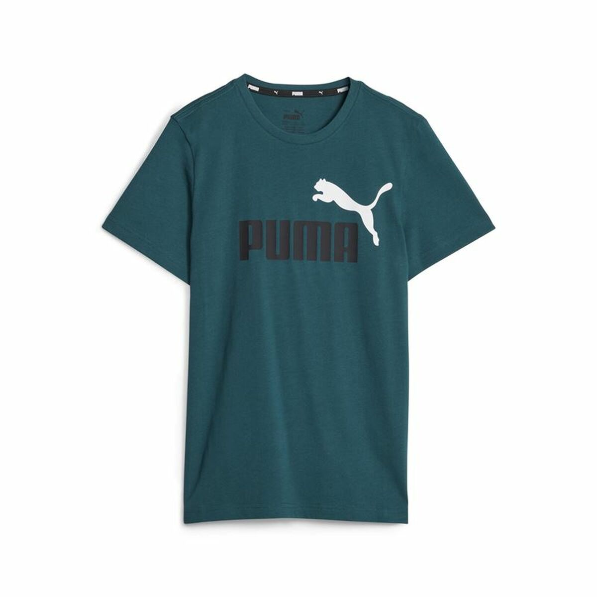 Child's Short Sleeve T-Shirt Puma Ess+ 2 Col Logo Dark green-0