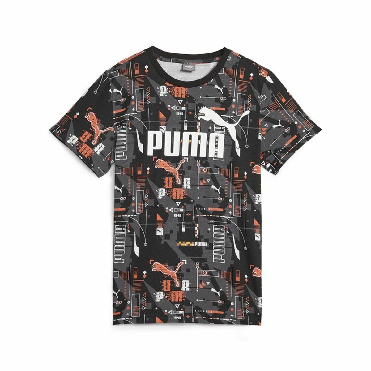 Child's Short Sleeve T-Shirt Puma Ess+ Futureverse Aop Black-0