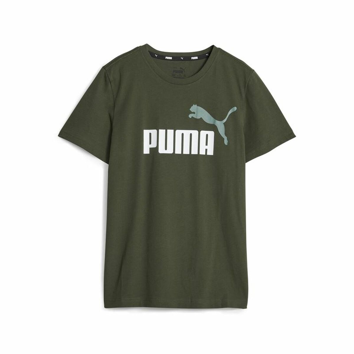 Child's Short Sleeve T-Shirt Puma Ess+ 2 Col Logo Dark green-0