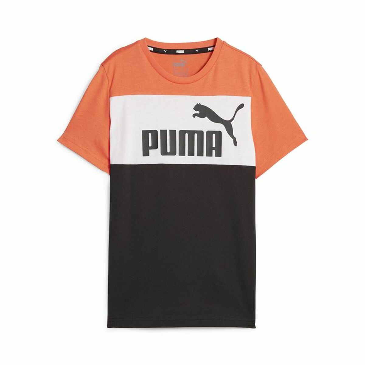 Child's Short Sleeve T-Shirt Puma Ess Block Black Orange-0