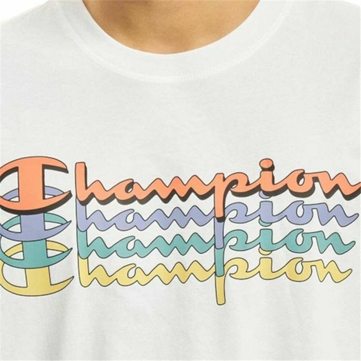 Short Sleeve T-Shirt Champion Crewneck White-4