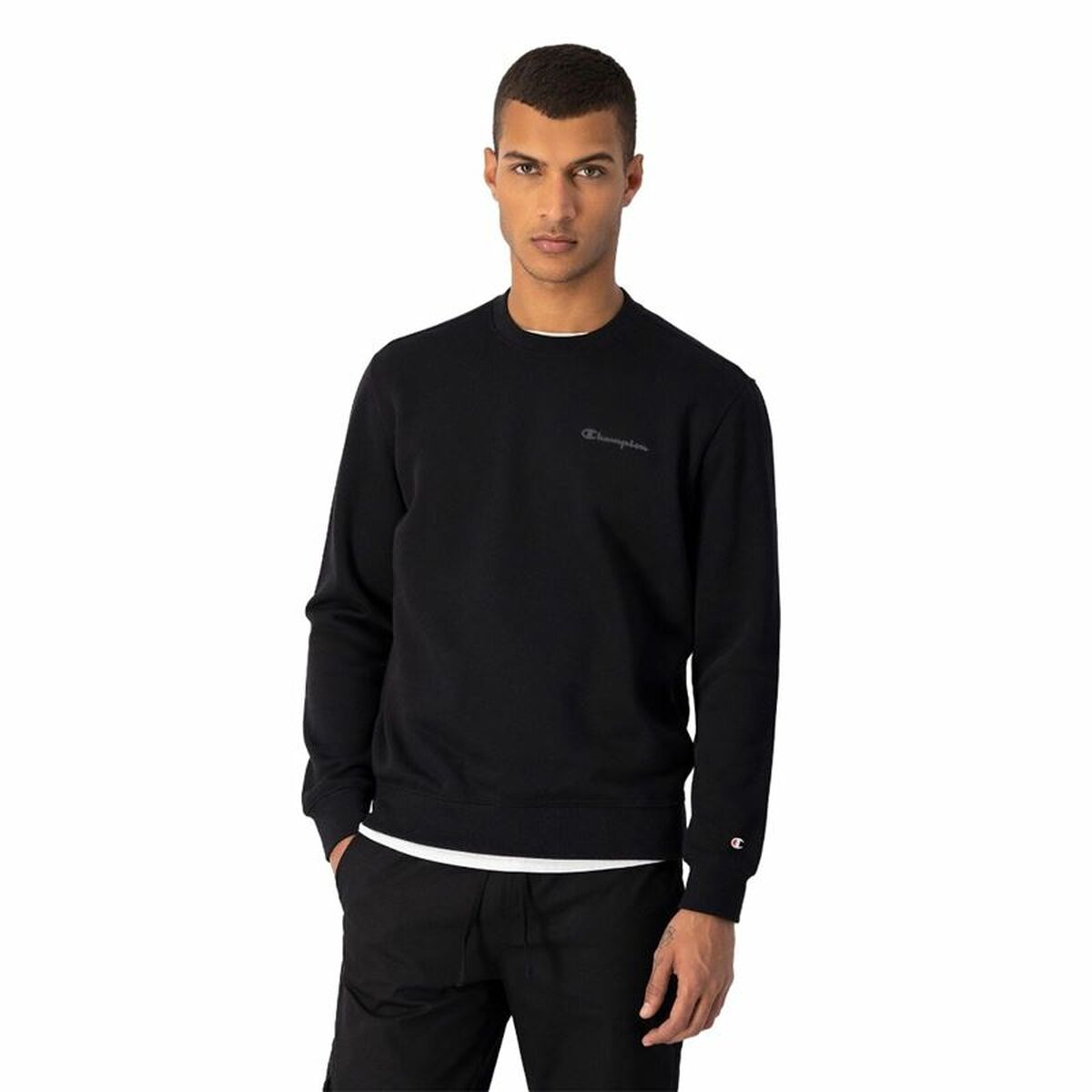 Men’s Hoodie Champion Crewneck White Black-0