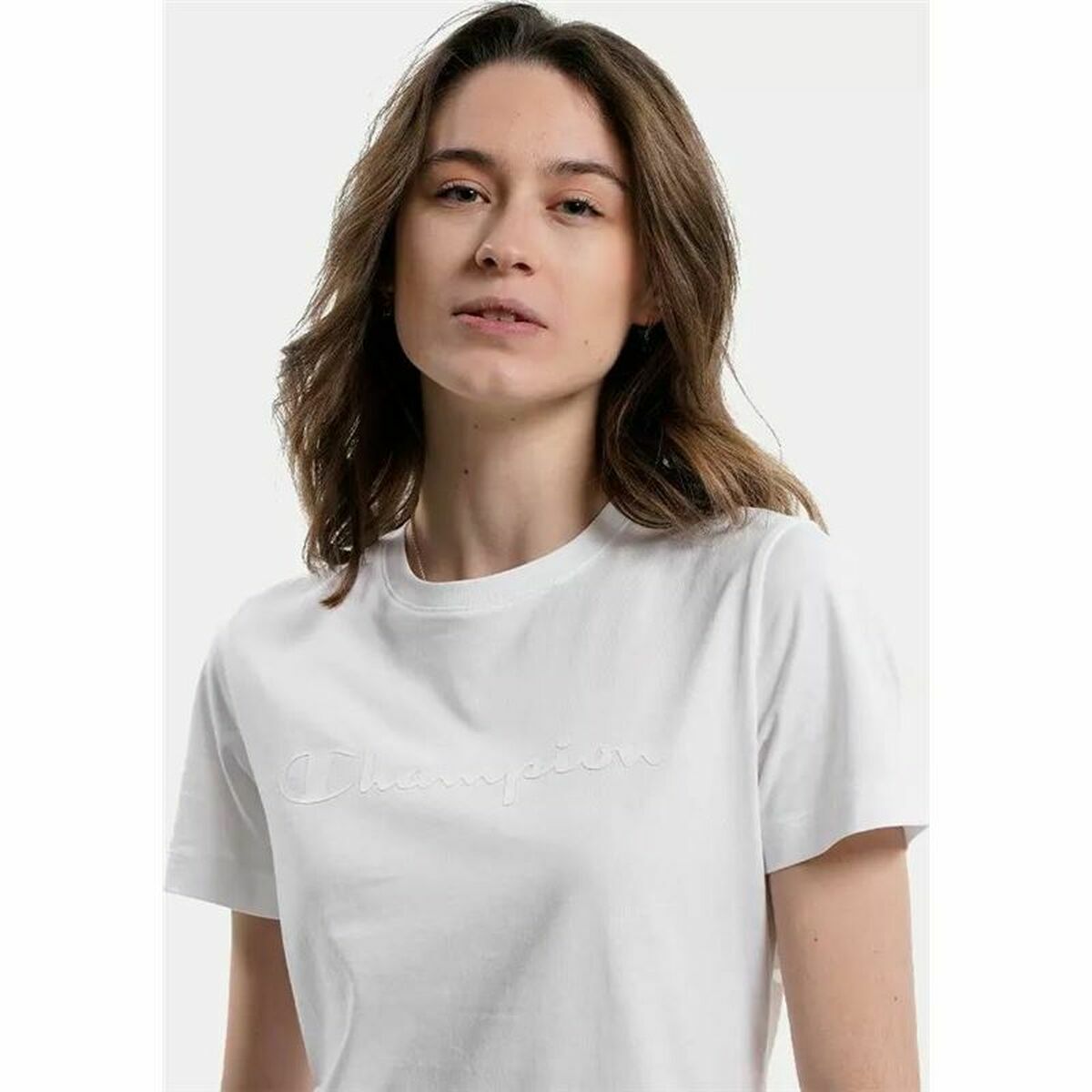 Women’s Short Sleeve T-Shirt Champion Crewneck  White-1