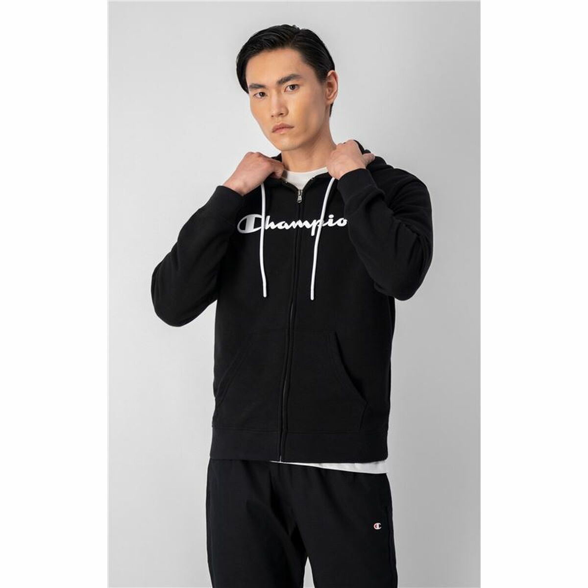 Men’s Hoodie Champion Hooded Full Zip Black-23