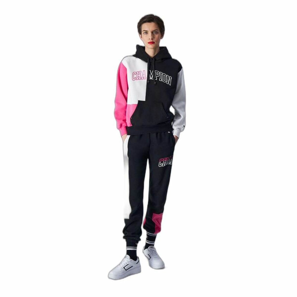 Women’s Hoodie Champion Legacy White Pink Black-6