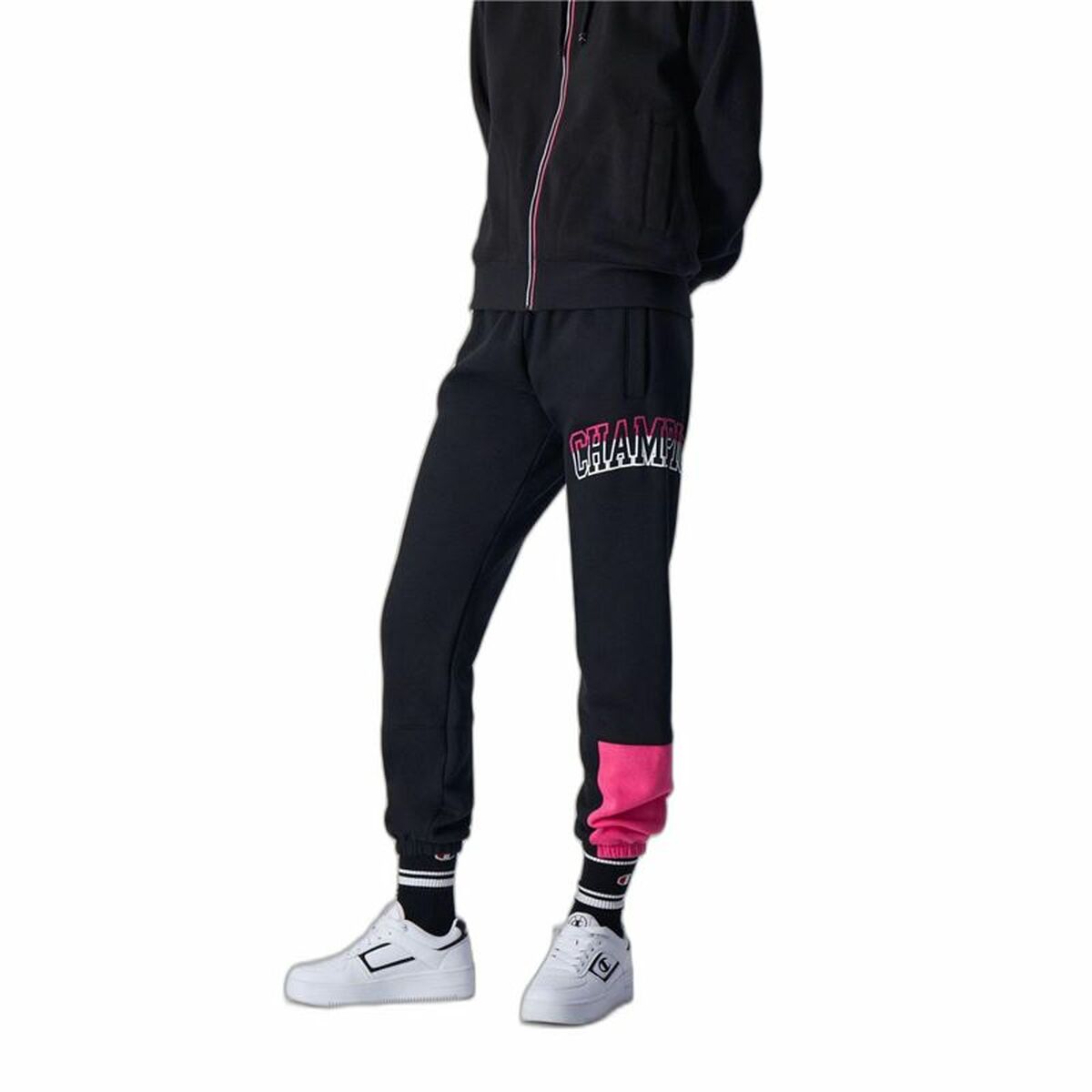 Long Sports Trousers Champion Elastic Cuff Legacy Black Lady-5