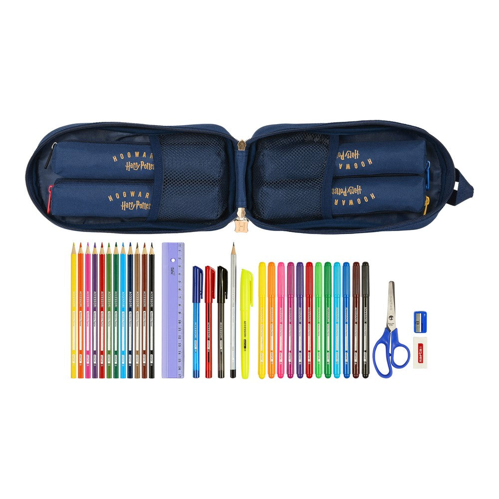 Backpack Pencil Case Harry Potter Magical Brown Navy Blue (12 x 23 x 5 cm) (33 Pieces)-3