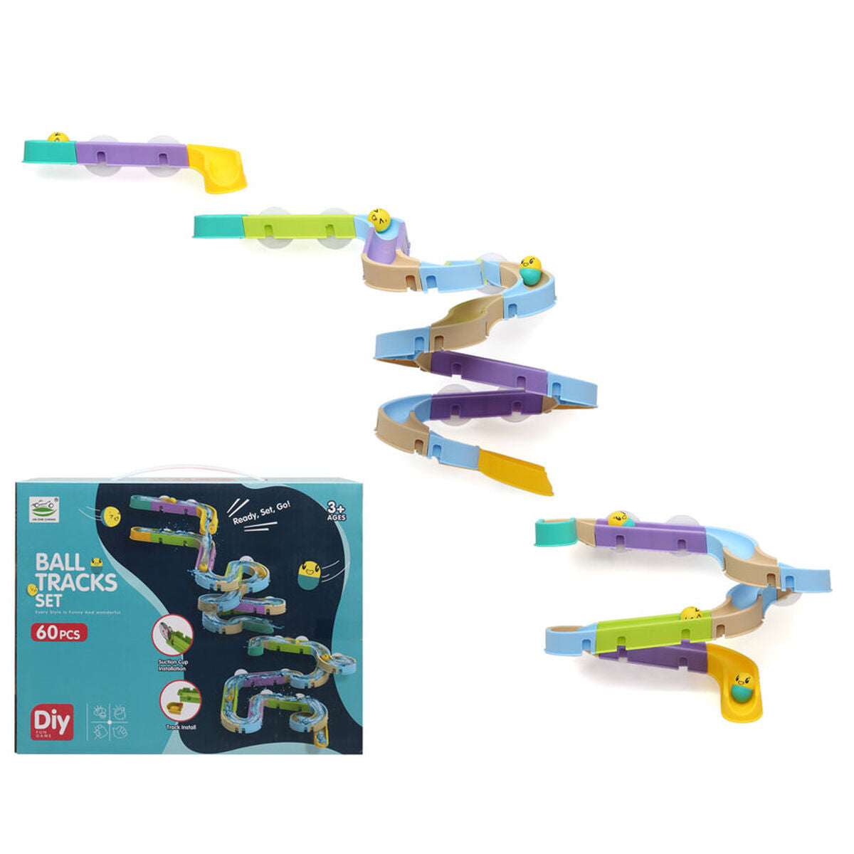 Construction Circuit Ball Tracks Set 60 Pieces-0