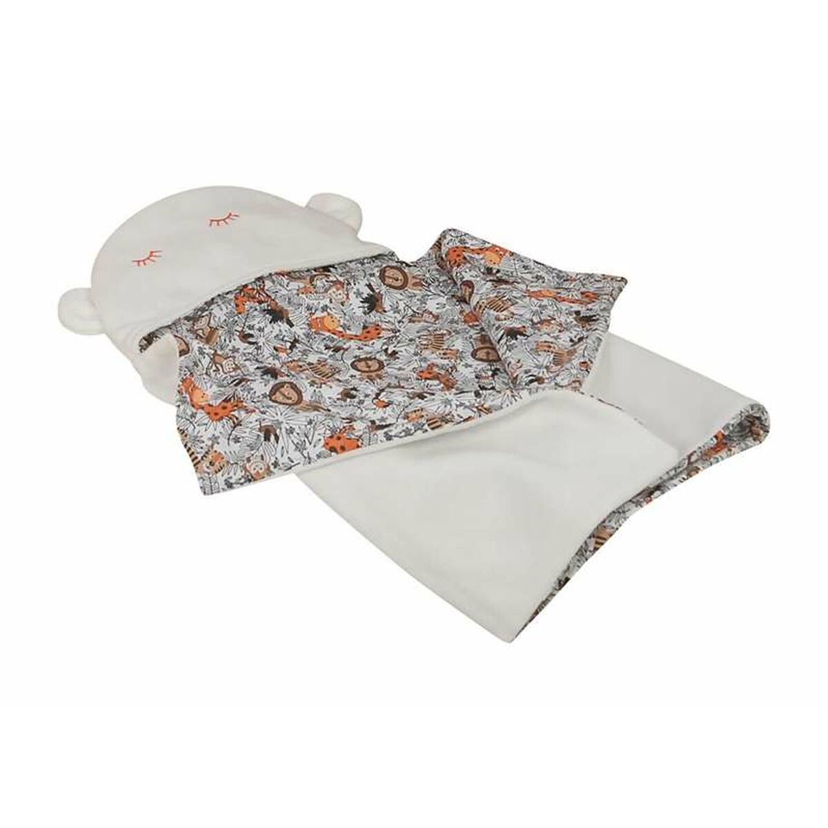 Baby blanket Reversible With hood 90 x 66 cm Jungle-0