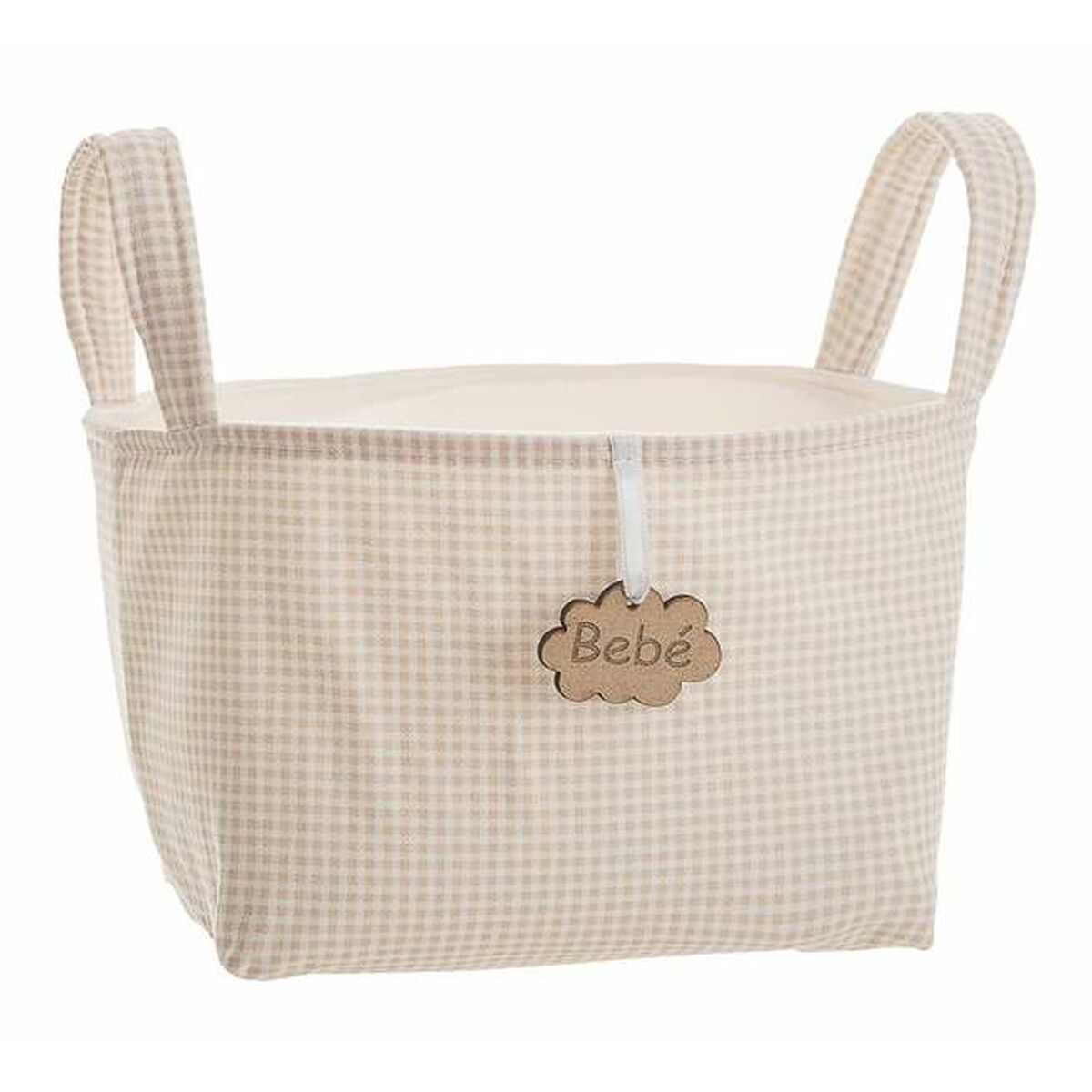 Basket Vichy Brown With handles 17 x 13,5 x 20 cm-0