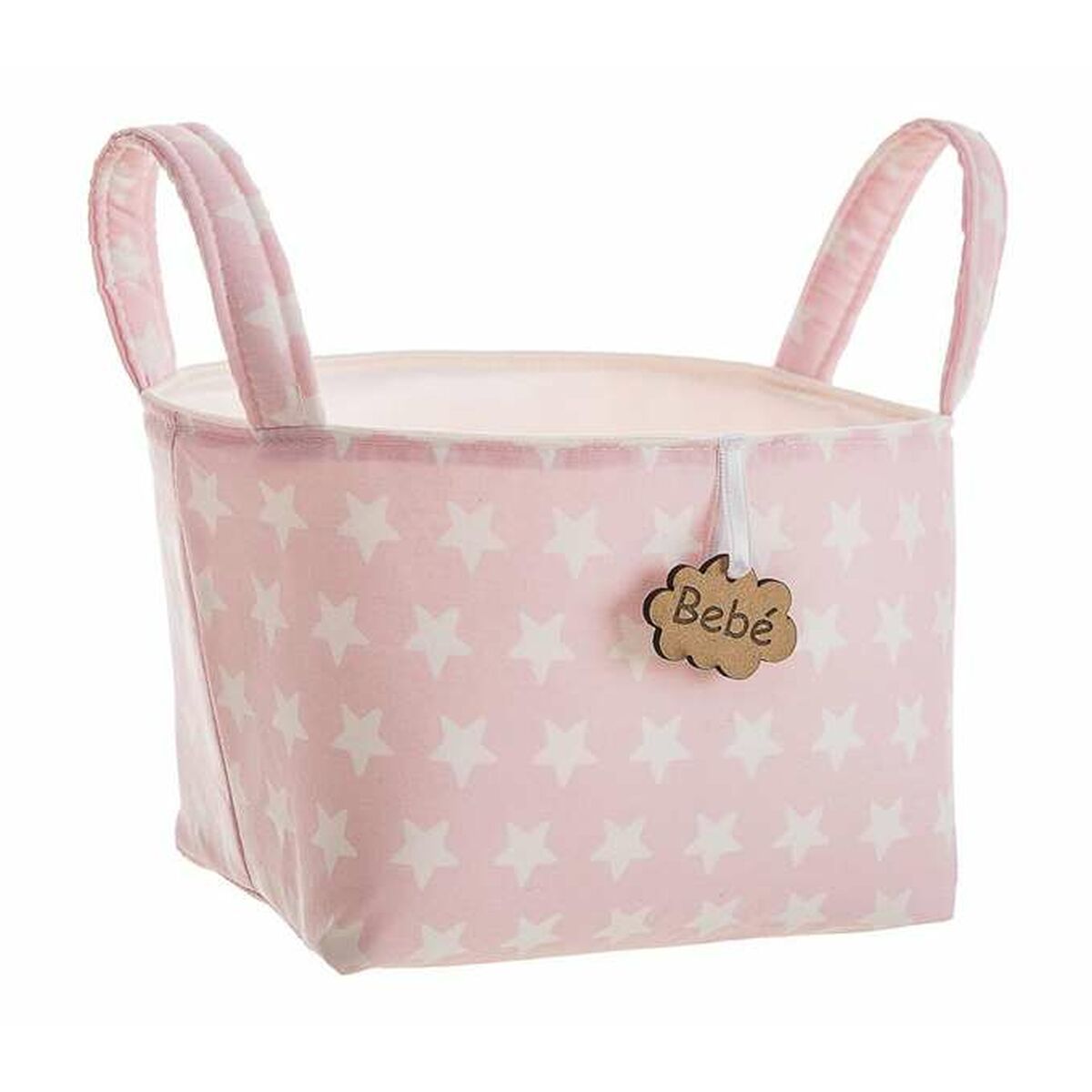 Basket Pink Stars With handles 17 x 13,5 x 20 cm-0