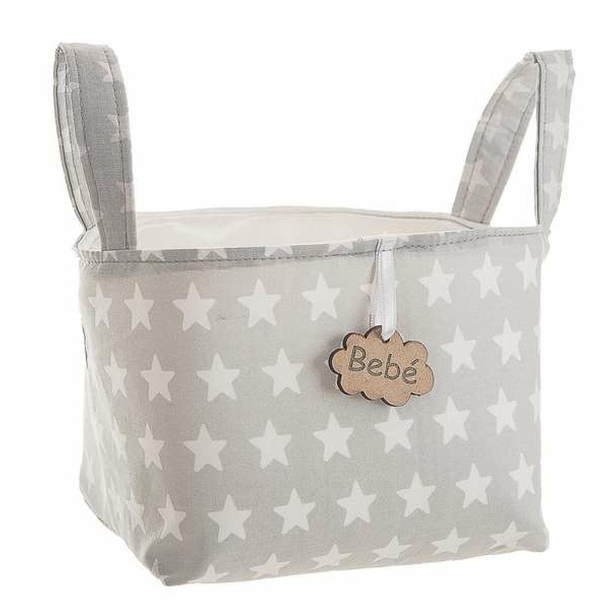 Basket Grey Stars With handles 17 x 13,5 x 20 cm-0