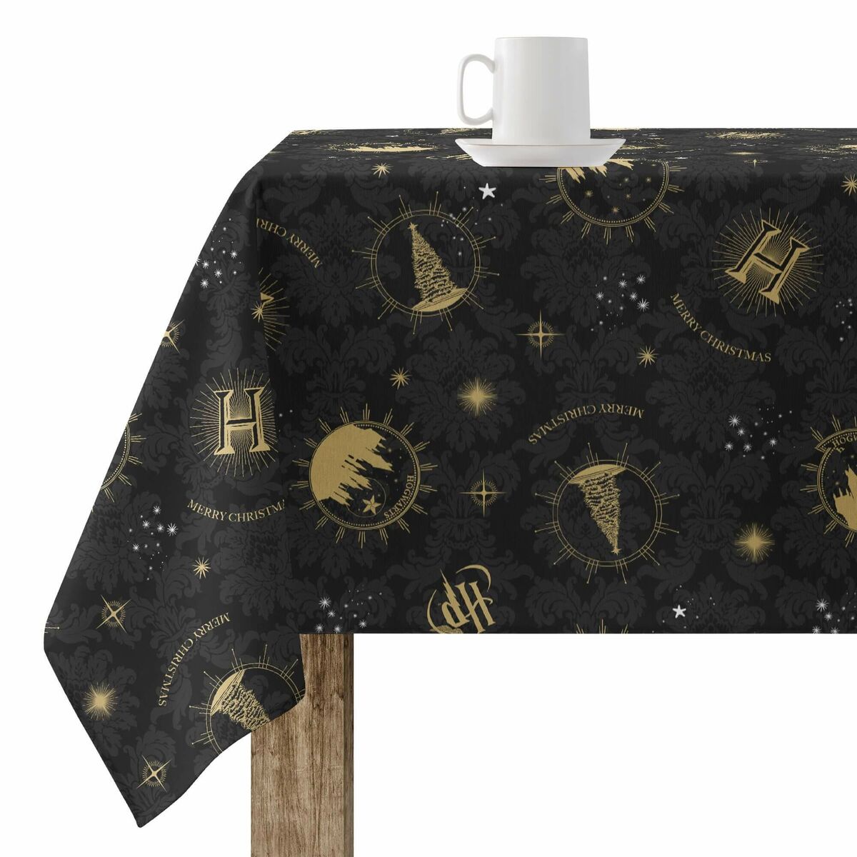 Stain-proof resined tablecloth Harry Potter Hogwarts Christmas Multicolour 300 x 150 cm-0