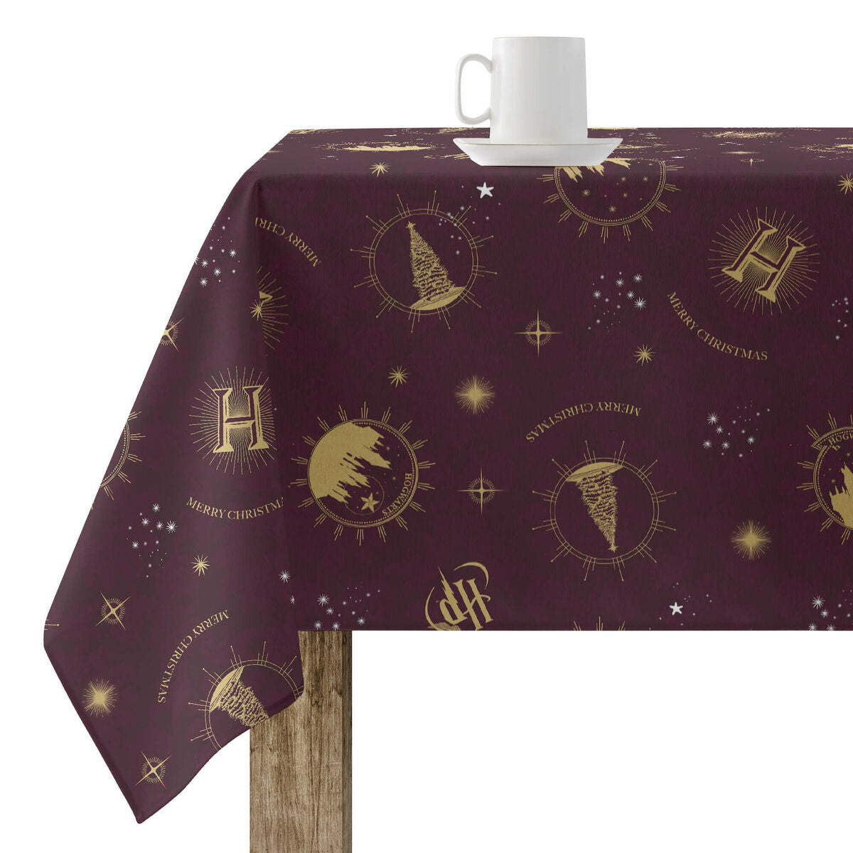 Stain-proof resined tablecloth Harry Potter Hogwarts Christmas Multicolour 100 x 150 cm-0