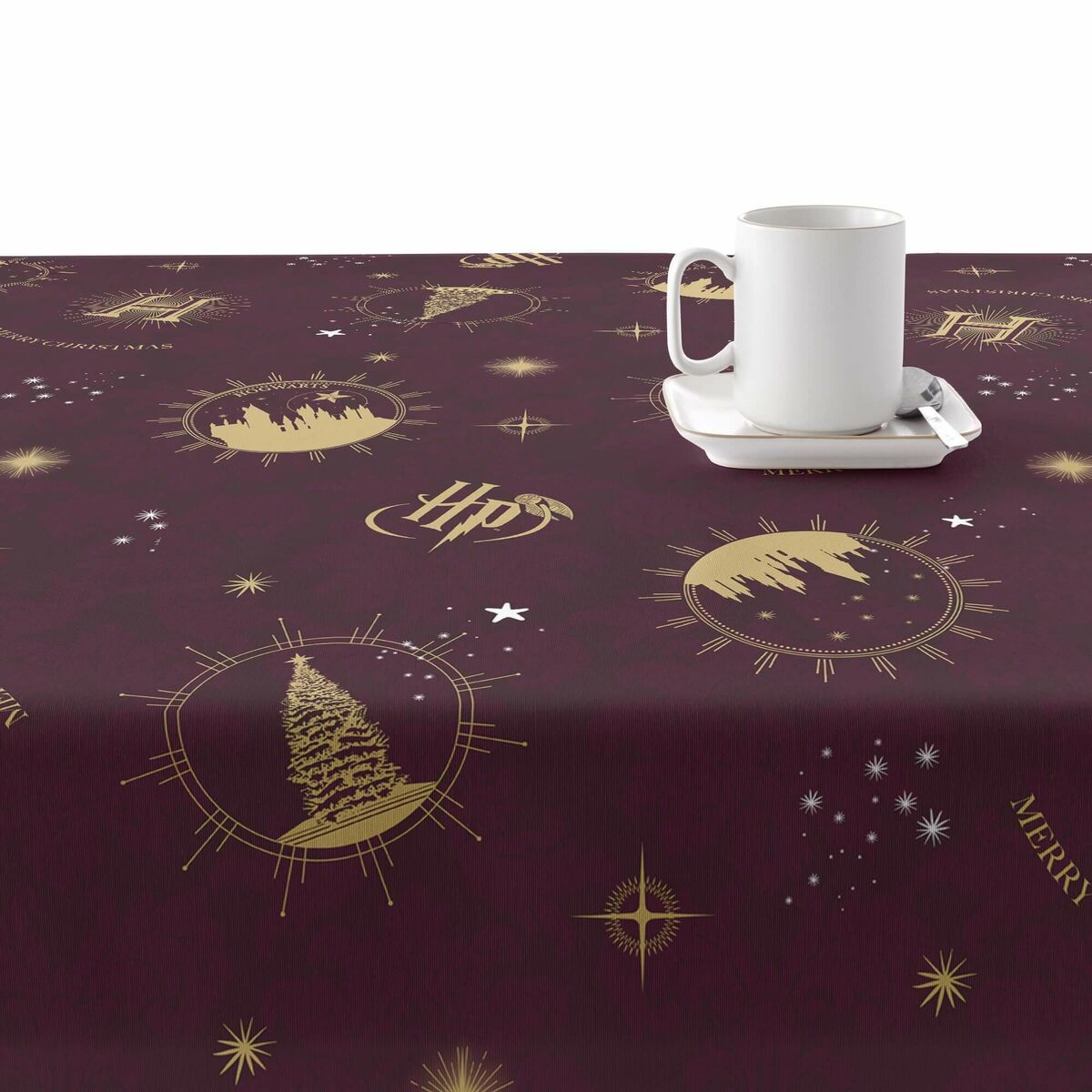 Stain-proof resined tablecloth Harry Potter Hogwarts Christmas Multicolour 100 x 150 cm-2