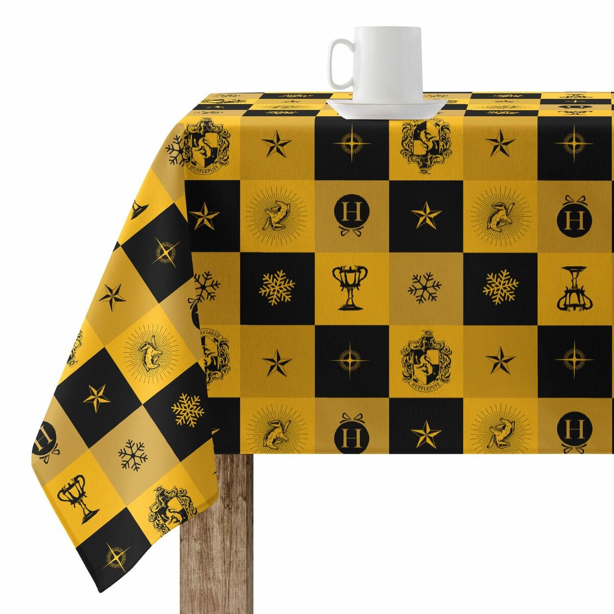 Stain-proof resined tablecloth Harry Potter Hufflepuff Multicolour 150 x 150 cm-0