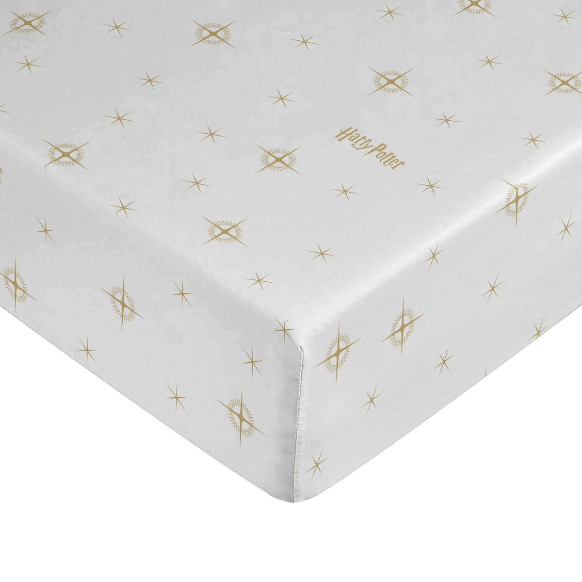 Fitted sheet Harry Potter White Golden-0