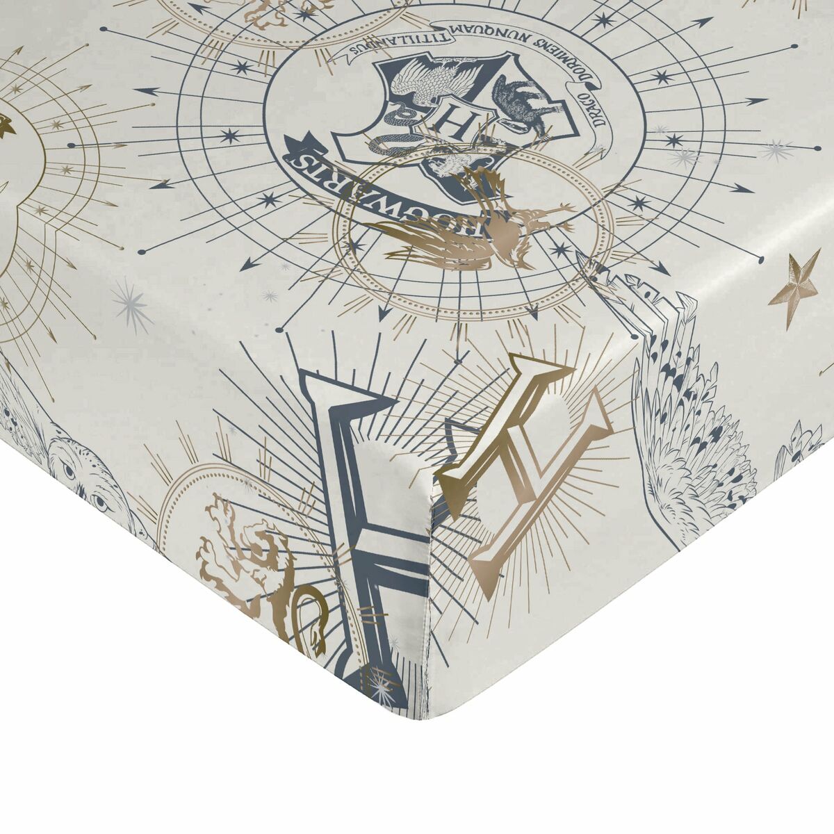 Fitted sheet Harry Potter White Beige Golden King size-0