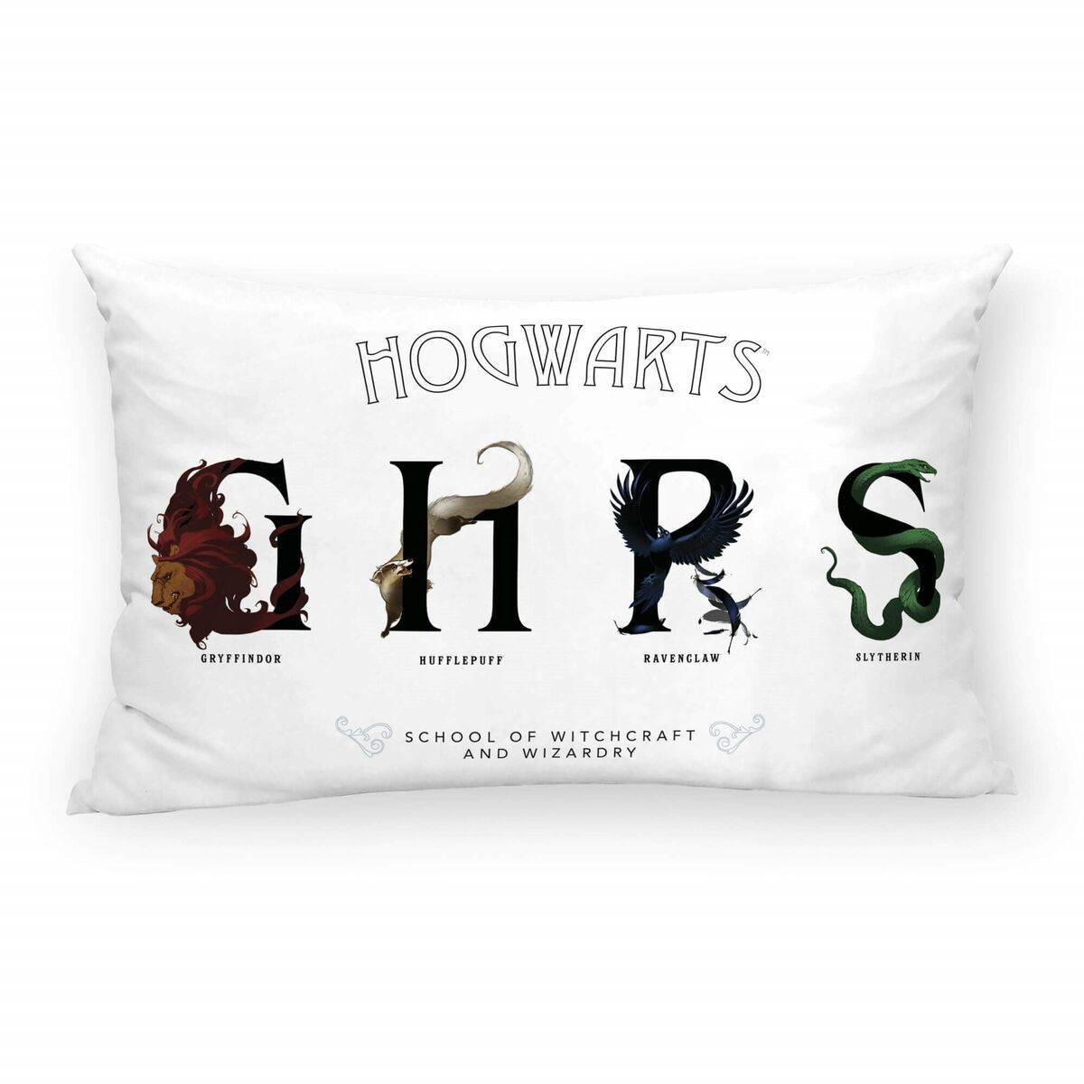 Cushion cover Harry Potter Shields White Multicolour 30 x 50 cm-0